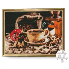 Картина по номерам Art Gallery QB205280 Mozaic cu diamante patrate 40x50cm Cafea si boabe