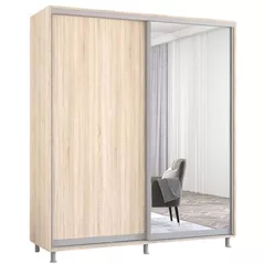 Шкаф Mobildor-Lux Раздвижные двери Aron-P из зеркала и ДСП (190x60x220H см) Sonoma