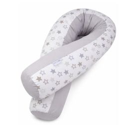 Pernă pentru gravide și mame care alăptează Veres VR 302.01.6 Подушка для кормления Comfort Long stars white-gray 170x52