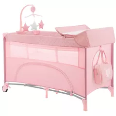 Țarc Kikka Boo 31003010121 Nighty Night Pink, cu 2 niveluri