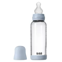 Поильник BIBS 50201231 Biberon din sticla anticolici Baby Blue cu tetina din silicon 3+ luni, 240ml