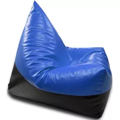 Fotoliu BeanBag BeanBag BM5807, Piramida, XL, piele ecologică lucioasă MAX, albastru cu negru