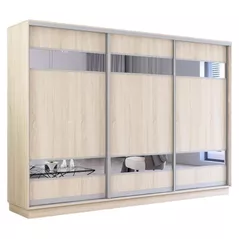 Dulap Mobildor-Lux Fox uși glisante din PAL cu elemente din oglindă (280x60x230H cm) Sonoma