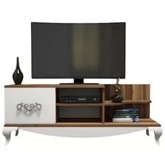 Comodă TV Trendy Sultan, Nuc, Alb 130x50x45cm