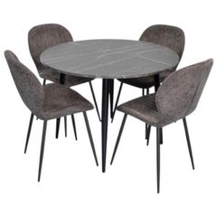 Комплект стол и стулья Evelin di Costacurta стол DT-402-6B + 4 стула YTC-064B UF885-15 (Dark grey)