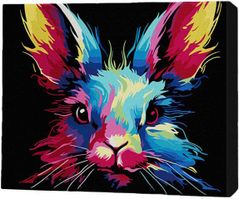 Tablou pe numere BrushMe RMGB002FC 30x40сm (pânză neagră/fără cutie) Iepuraș neon