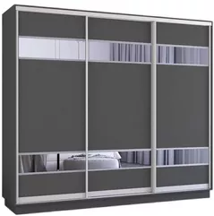 Шкаф Mobildor-Lux Fox uși glisante din PAL cu elemente din oglindă (270x60x200H cm) Anthracite