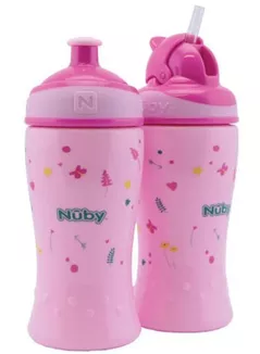 Cană cu pai Nuby NV04017PINK набор 2шт 360ml Pop-up cup(18m+) + Flip-it(12m+) Pink