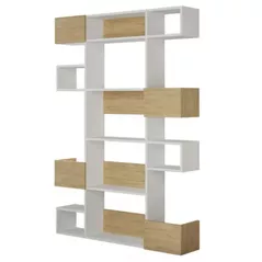 Raft de birou Trendy Niho, Alb, Stejar 120x171x20cm, raft de carti