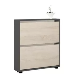 Raft pentru încălțăminte Mobildor-Lux Leo Slim 100x16x86H cm Anthracite/Sonoma
