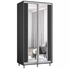 Dulap Mobildor-Lux Aron-P uși glisante din PAL cu oglindă vertical (110x60x240H cm) Anthracite