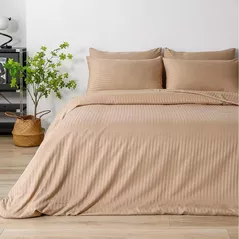 Textile de casă Relaxe Home 023377 Lenjerie de pat Stripe Dreams (Hotel Collection) 200x220 Euro, Capucino