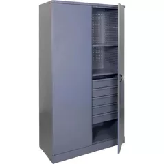 Система хранения инструментов УХЛ-МАШ ШИ-10/2П/5В Шкаф инструментальный, перфорированный (1970х1000х500мм) (2 полки 5 ящика)