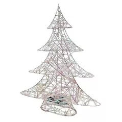 Figurină cu lumină Promstore 56535 Figurina luminoasa Brad, 60LED, 60cm, 3xAA, culoare perlata, alb-cald