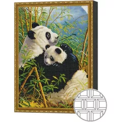Картина по номерам Art Gallery QB200701 Mozaic cu diamante patrate 40x50cm Ursii panda in padure de bambus