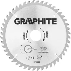 Диск отрезной Graphite 57H666 Disc circular pentru lemn, 185x30mm, 48 dinti