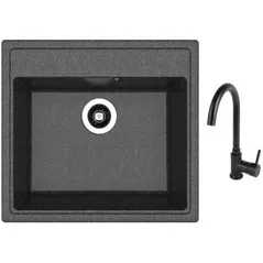 Chiuvetă bucătărie cu bateria Dr.Gans Nika 570 + SanDonna F 7073 negru