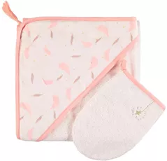Accesoriu pentru baie Premaman PBRF0I-RGF-UNQ Prosop de baie cu gluga si manusa Magic Bird