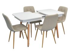 Set masă și scaune Evelin di Costacurta стол DT-431-1R Wo + 4 стула YTC-080Wo Light beige