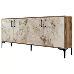 Casetieră Trendy Kiev, Nuc, Marmura Alba 180x78x35cm