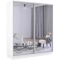 Шкаф Mobildor-Lux Fox uși glisante din oglinzi (170x60x220H cm) Alb