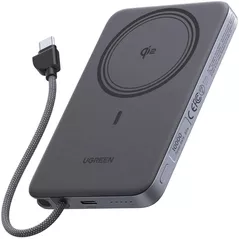 Acumulator extern USB (Powerbank) Ugreen 75983B, Wireless Magsafe Slim Air Qi2 10000mAh, 15W, Grey