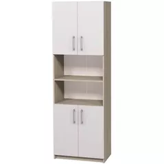 Dulap de birou Tisam Dulap semi-închis cu patru uși, 702x405x2119 mm, Fag Artizanal/Gri Deschis (7712)