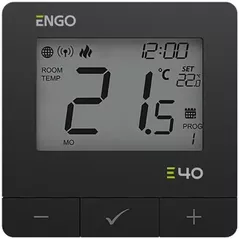 Termostat de cameră ENGO Controls E40-BATB prin internet ZigBee/Wireless cu baterie, programabil, black