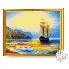 Картина по номерам Art Gallery GA70524 Mozaic cu diamante 40x50cm Corabie langa mal