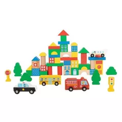 Конструктор Tooky Toy TH451 Constructor din lemn City 50 buc, 57337