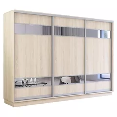 Шкаф Mobildor-Lux Fox uși glisante din PAL cu elemente din oglindă (310x60x210H cm) Sonoma