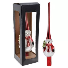 Новогодний декор Promstore 54202 Virf de brad 25cm din sticla Mos Craciun/Om de zapada, roșu (în sort.)