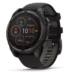 Ceas inteligent Garmin Fenix 8 – 47 mm, Solar, Sapphire, Carbon Gray DLC Titanium with Black (010-02906-11)