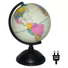 Glob New World Glob cu harta politica a lumii, d=20cm cu iluminare, alb (Gl.20.PVC_light_wh)