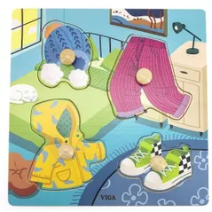 Puzzle Viga 44599 Puzzle din lemn cu buton Haine