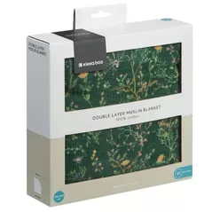 Accesoriu pentru înfășat Kikka Boo 31103010102 Paturica in 2 straturi de muselina Secret Garden Green, 100x100cm