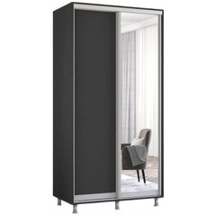 Dulap Mobildor-Lux Aron cu uși glisante din oglindă și PAL (120x60x220H cm) Anthracite