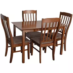 Set masă și scaune Evelin di Costacurta стол Gloria Burnish oak + 4 стула Wenyi Burnish oak/Ekea12 Dark Brown