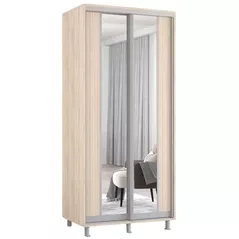 Dulap Mobildor-Lux Aron cu uși glisante cu oglindă vertical (140x60x220H cm) Sonoma