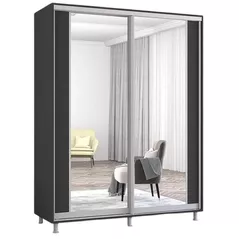 Dulap Mobildor-Lux Aron-P uși glisante din PAL cu oglindă vertical (170x60x240H cm) Anthracite