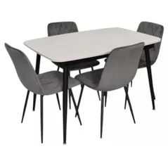 Комплект стол и стулья Evelin di Costacurta стол DT-532R B + 4 стула YTC-080B Blu-14 (Dark grey)