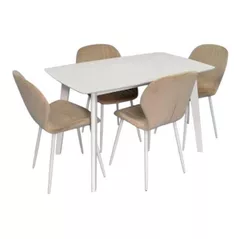 Комплект стол и стулья Evelin di Costacurta стол COOPER White + 4 стула YTC-064Wh UF910-01 Light beige