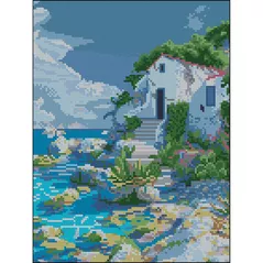 Картина по номерам Strateg 58085 Pictura cu diamante 30x40cm, Casa langa mare