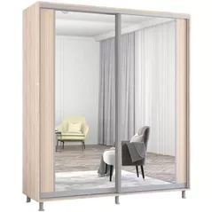 Шкаф Mobildor-Lux Арон с вертикальными зеркальными раздвижными дверями (220x60x240H см) Sonoma