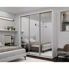 Dulap Nex Home Dulap cu uși glisante, 220x60x240cm, Oglinda, Alb