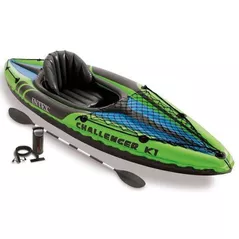 Надувная лодка Intex каяк Challenger K1 с веслами и насосом