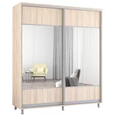 Шкаф Mobildor-Lux Раздвижные двери Aron-P из ДСП с горизонтальным зеркалом (190x60x200H см) Sonoma