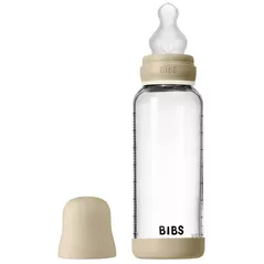 Поильник BIBS 50201257 Biberon fosforescent din sticla anticolici, tetina silicon cu flux mediu, 240ml