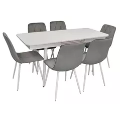 Set masă și scaune Evelin di Costacurta стол DT-432-1R Wh + 6 стульев YTC-080Wh Light grey