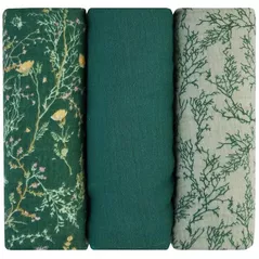 Accesoriu pentru înfășat Kikka Boo 31103010103 Pelinci de muselina Secret Garden Green, 75x75cm, 3buc